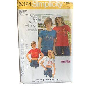 Vintage Simplicity 6324 Pattern Teens & Teen Boys Buzz-Off T-Shirts Size 11/12